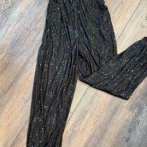 Black Sequin Women's Jogger Pants